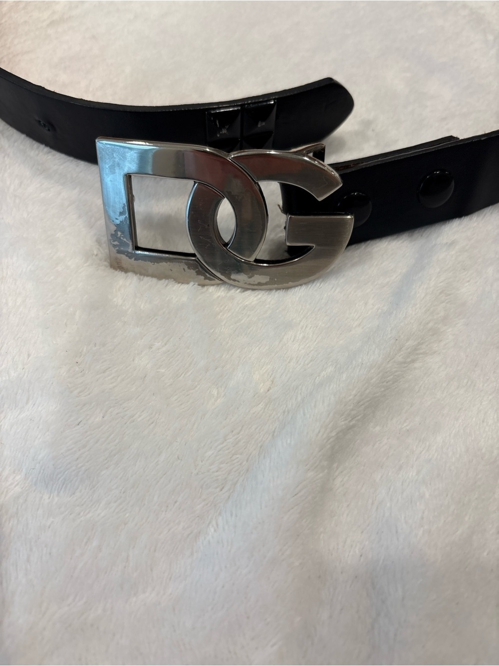 Dolce & Gabbana Black Leather Belt with Silver Double-G Buckle - Picture 2 of 6